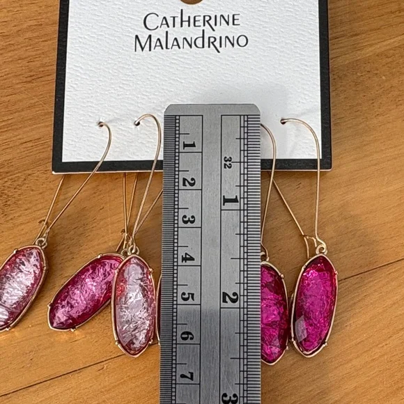 Catherine Malandrino Shades of Pink Dangle Earrings Set of 3 NEW Gold Tone hooks - Picture 6 of 8